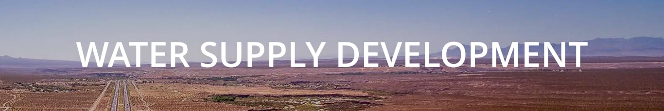 banner image of sonoran desert skyline with text that reads water supply development